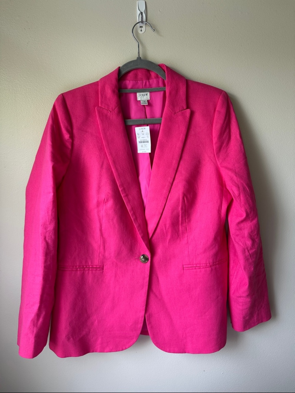 J. Crew Vibrant Pink Single-Button Blazer - SZ 10 - Picture 6 of 9